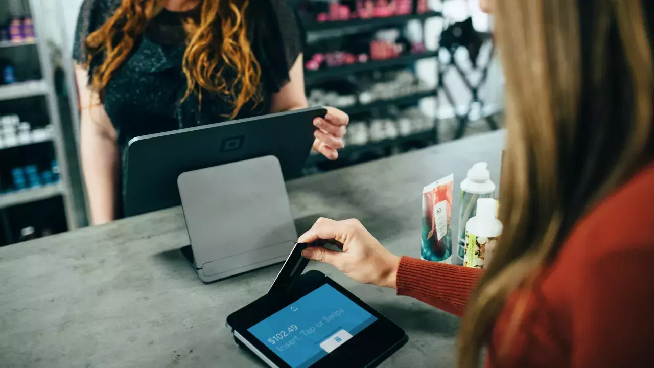 Customer buys products at retail store