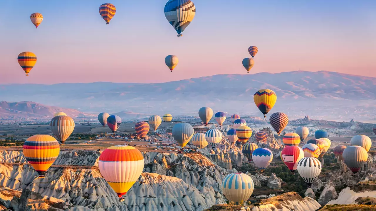 fleet of hot air balloons