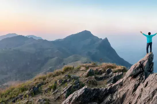 Man hiking in the mountains