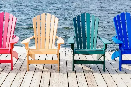 Muskoka chairs in cottage country 