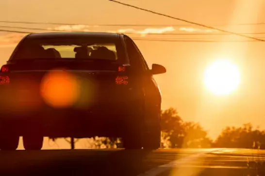 Driving with sunset