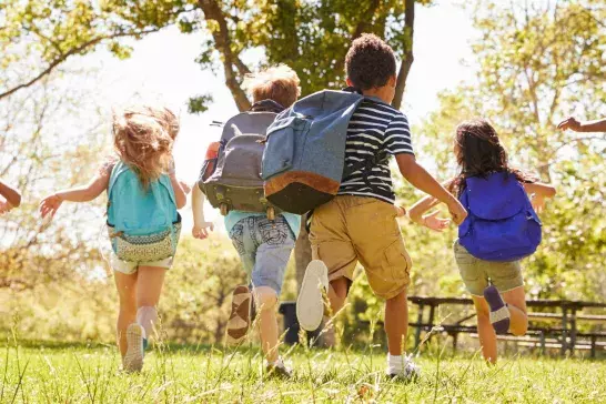 Children are playing happily after school