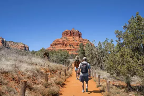 Couple hiking on spring trip to Sedona.