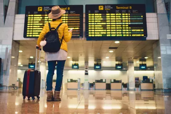 Tourist at Barcelona international airport