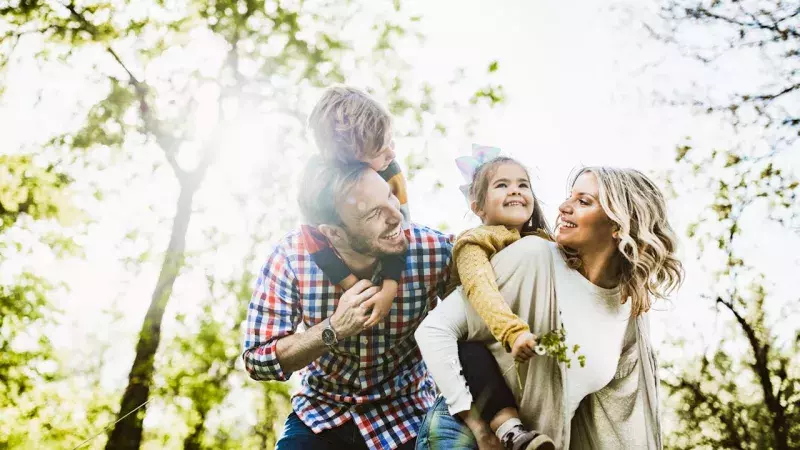 family enjoying time outside