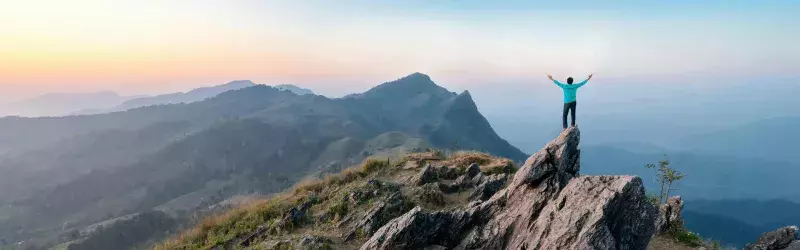 Man hiking in the mountains