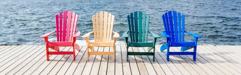 Muskoka chairs in cottage country 