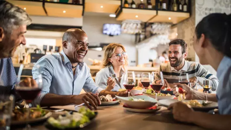 Dining at a restaurant