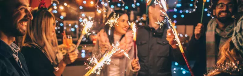 People celebrating with sparklers