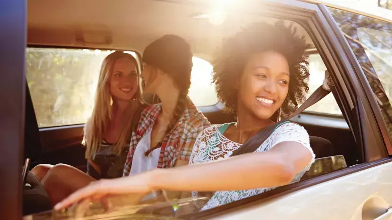 Three girls in car