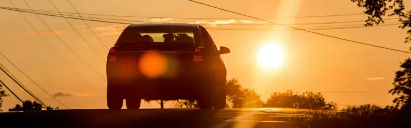 Driving with sunset