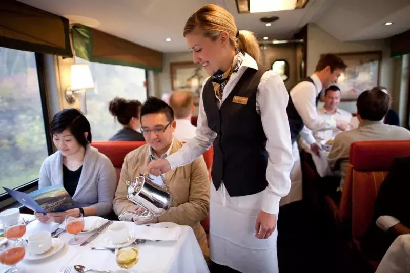 Couple having a meal on the train