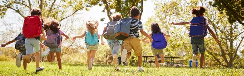 Children are playing happily after school