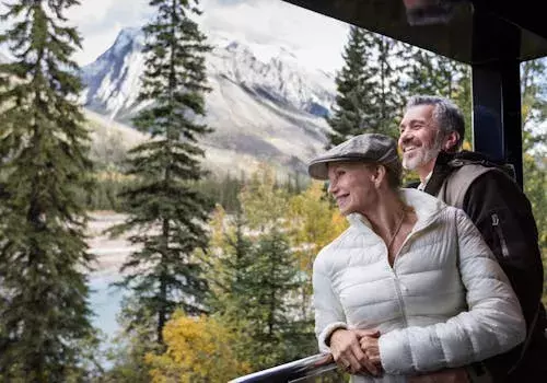 Couple onboard Rocky Mountaineer in GoldLeaf Service