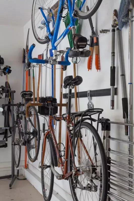 Racing Bikes Stored in Suburban Garage, USA