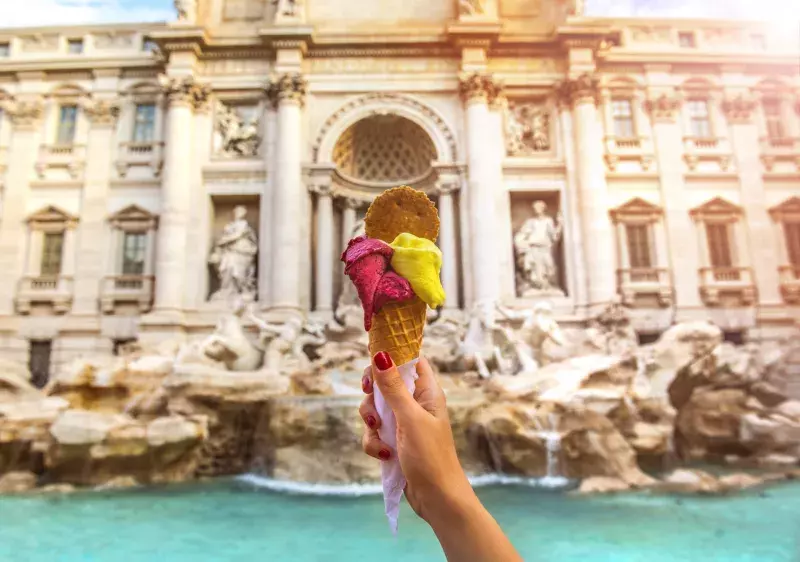 Famous Italian Gelato at Trevi Fountain Rome