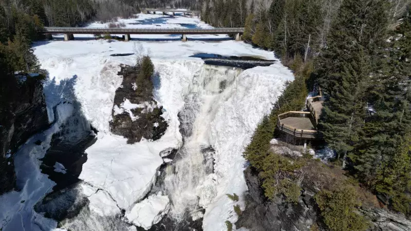 View of Kakabeka Falls in winter. Ontario, Canada.