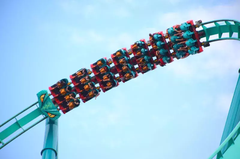 People riding a rollercoaster